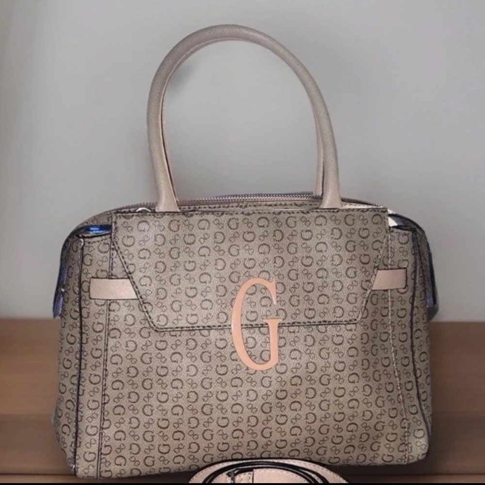 GUESS LASKIN TOP HANDLE FLAP Brown Handbag - Crossbody Bag, New W/ Defects